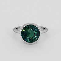 5.06 Ct. Bluish Green Sapphire Ring, Platinum 950 1