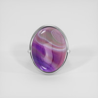 22.64 Ct. Multi Color Agate Ring, 14K White Gold 1