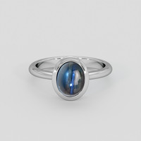 2.97 Ct. Blue Sapphire Ring, 18K White Gold 1