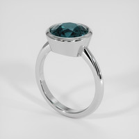 4.29 Ct. Bluish Green Sapphire Ring, 18K White Gold 2
