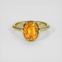 4.08 Ct. Yellowish Orange Sapphire Ring, 18K Yellow Gold 1