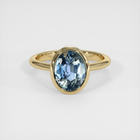 2.54 Ct. Greenish Blue Sapphire Ring, 18K Yellow Gold 1