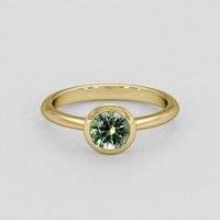 0.90 Ct. Yellowish Green Sapphire Ring, 18K Yellow Gold 1