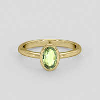 0.82 Ct. Yellowish Green Sapphire Ring, 18K Yellow Gold 1