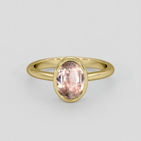 2.06 Ct. Peach Sapphire Ring, 18K Yellow Gold 1