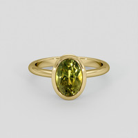 2.43 Ct. Yellowish Green Sapphire Ring, 18K Yellow Gold 1