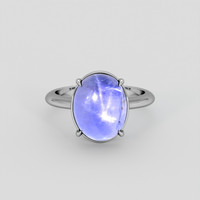 8.08 Ct. Blue Sapphire Ring, Silver 1