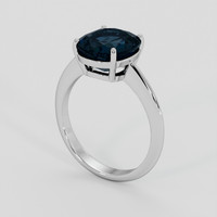 4.88 Ct. Greenish Blue Sapphire Ring, 18K White Gold 2