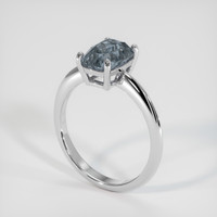 2.43 Ct. Greyish Blue Sapphire Ring, 18K White Gold 2