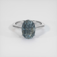 3.35 Ct. Greyish Blue Sapphire Ring, 10K White Gold 1