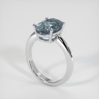 3.35 Ct. Greyish Blue Sapphire Ring, 10K White Gold 2