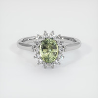1.10 Ct. Yellowish Green Sapphire Ring, Platinum 950 1
