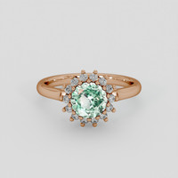 1.25 Ct. Bluish Green Sapphire Ring, 14K Rose Gold 1