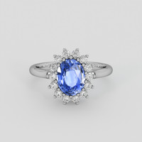 1.97 Ct. Blue Sapphire Ring, 10K White Gold 1