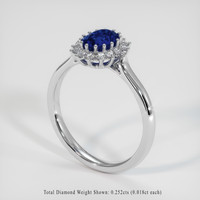 1.24 Ct. Blue Sapphire Ring, 14K White Gold 2
