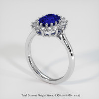 1.60 Ct. Blue Sapphire Ring, 14K White Gold 2