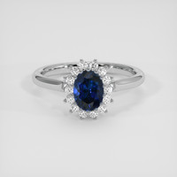 0.98 Ct. Blue Sapphire Ring, 14K White Gold 1