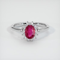 1.02 Ct. Pinkish Red Ruby Ring, 14K White Gold 1