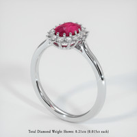 1.02 Ct. Pinkish Red Ruby Ring, 14K White Gold 2