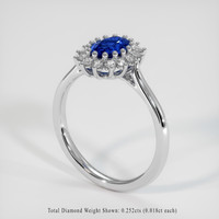 0.85 Ct. Sapphire Ring, 14K White Gold 2