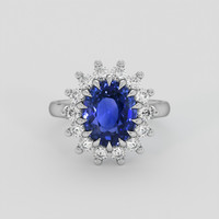 3.10 Ct. Blue Sapphire Ring, 14K White Gold 1