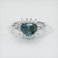 2.59 Ct. Bluish Green Sapphire Ring, 14K White Gold 1