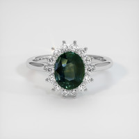 2.17 Ct. Green Sapphire Ring, 14K White Gold 1