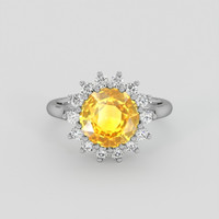 3.09 Ct. Yellow Sapphire Ring, 14K White Gold 1