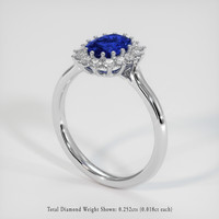 0.88 Ct. Sapphire Ring, 18K White Gold 2