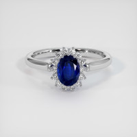 1.24 Ct. Blue Sapphire Ring, 18K White Gold 1