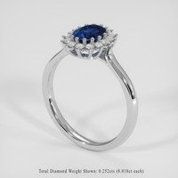0.98 Ct. Blue Sapphire Ring, 18K White Gold 2