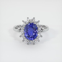 3.30 Ct. Blue Sapphire Ring, 18K White Gold 1