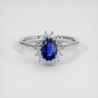 0.85 Ct. Sapphire Ring, 18K White Gold 1