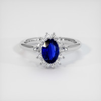 0.77 Ct. Blue Sapphire Ring, 18K White Gold 1