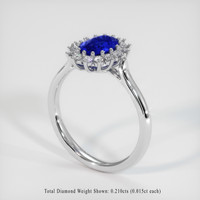 0.77 Ct. Blue Sapphire Ring, 18K White Gold 2