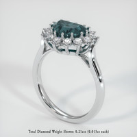 2.59 Ct. Bluish Green Sapphire Ring, 18K White Gold 2