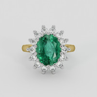 2.71 Ct. Emerald Ring, 18K White & Yellow 1
