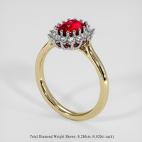 1.38 Ct. Ruby Ring, 18K White & Yellow 2