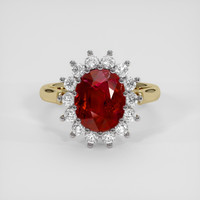 3.41 Ct. Ruby Ring, 18K White & Yellow 1