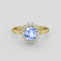 1.31 Ct. Blue Sapphire Ring, 10K Yellow Gold 1