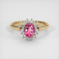 0.80 Ct. Reddish Pink Sapphire Ring, 14K Yellow Gold 1