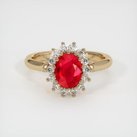 1.30 Ct. Ruby Ring, 14K Yellow Gold 1