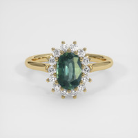 1.78 Ct. Bluish Green Sapphire Ring, 14K Yellow Gold 1