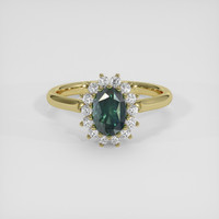 1.25 Ct. Bluish Green Sapphire Ring, 14K Yellow Gold 1
