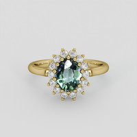 1.63 Ct. Bluish Green Sapphire Ring, 14K Yellow Gold 1