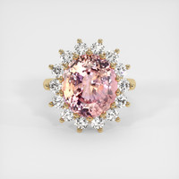 9.97 Ct. Padparadscha Sapphire Ring, 14K Yellow Gold 1