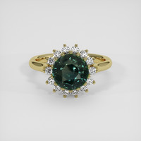 2.76 Ct. Bluish Green Sapphire Ring, 14K Yellow Gold 1