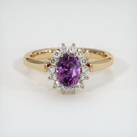 0.78 Ct. Pinkish Purple Sapphire Ring, 14K Yellow Gold 1