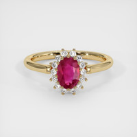 1.02 Ct. Pinkish Red Ruby Ring, 18K Yellow Gold 1