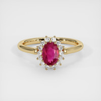 1.02 Ct. Ruby Ring, 18K Yellow Gold 1